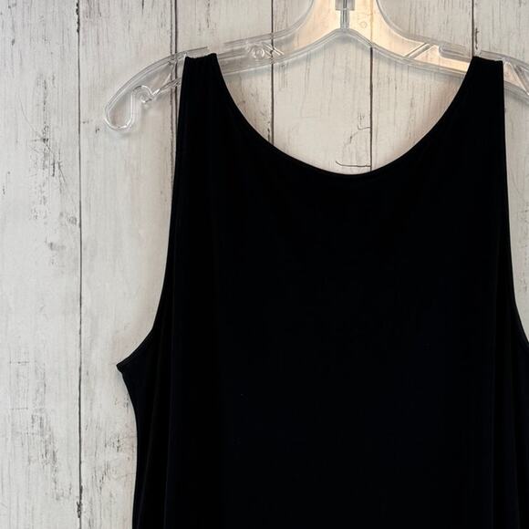 Eileen Fisher Black Silk Georgette Crepe Scoop Neck Sleeveless Dress Size Medium - Picture 7 of 12